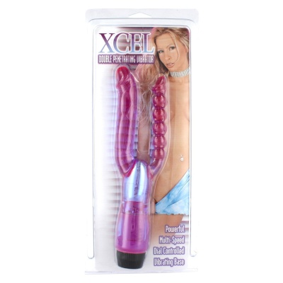 Wibrator podwójny Xcel Double Penetrating z koralikami analnymi 21 cm - 1