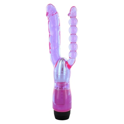 Wibrator podwójny Xcel Double Penetrating z koralikami analnymi 21 cm - 1 2
