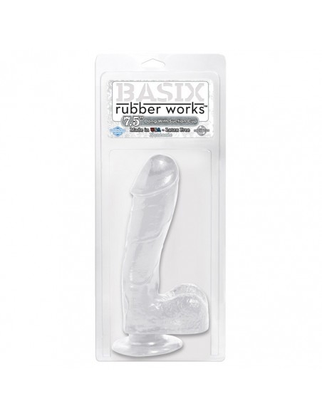 Żelowe Dildo Basix 7.5" Dong W Suction Cup Clear - Dilda żelowe - 2