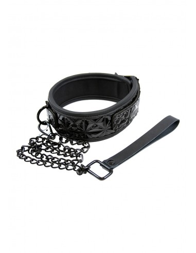 Obroża ze smyczą SINFUL COLLAR BLACK - Chokery, obroże i smycze - 2
