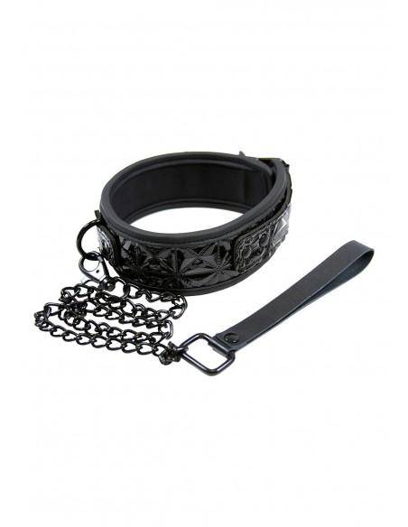 Obroża ze smyczą SINFUL COLLAR BLACK - Chokery, obroże i smycze - 2