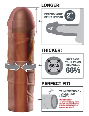 Nakładka Na Penisa Fx Mega Przedłużenie O 5 Cm Brown - Przedłużki i nakładki na penisa - 3