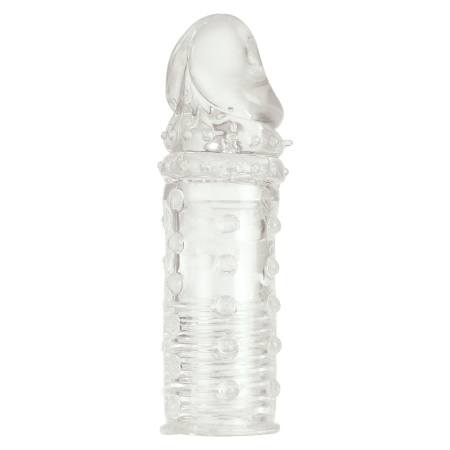 Nakładka przedłużająca Adonis Extension Transparent - profilowany silikon bez ftalanów z wypustkami stymulacyjnymi, 16,5 cm - 1