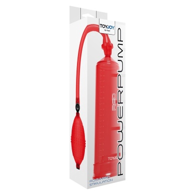 Pompka do penisa Power Pump Red z zaworem zwrotnym i podziałką, średnica 5,5 cm - 1 2