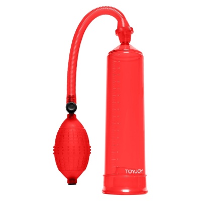Pompka do penisa Power Pump Red z zaworem zwrotnym i podziałką, średnica 5,5 cm - 1