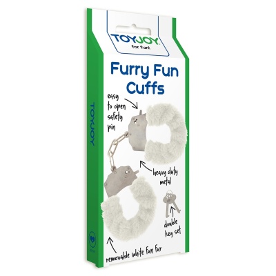 Futrzane Kajdanki Furry Fun Cuffs – Białe, na wieczór panieński - 1