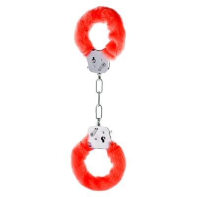 SCALA Furry Fun Cuffs Red - Czerwone Kajdanki z Futerkiem - 1 2