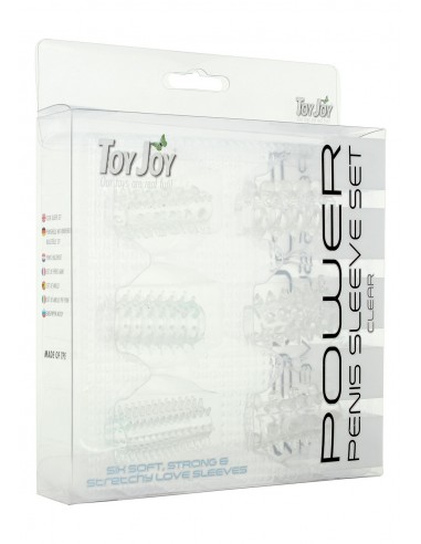 Zestaw Nakładek Na Penisa Power Penis Sleeve Set Clear - Przedłużki i nakładki na penisa - 2