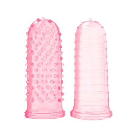 Nakładki na palce Sexy Finger Ticklers Pink z wypustkami i prążkami (ok. 7 cm) - 1