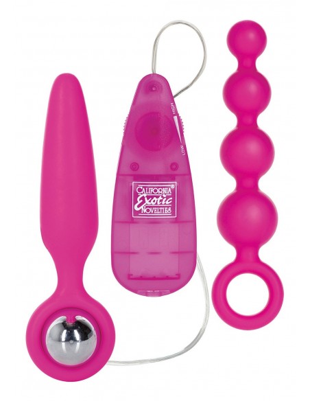 Korek analny wibrujący Booty Call Booty Vibro Kit Pink - Kulki i korki analne wibrujące - 1