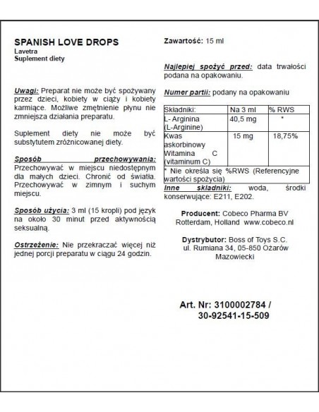 Hiszpańska mucha Spanish Love Drops Lavetra 15 ml - Zwiększenie libida i potencji u kobiet - 2