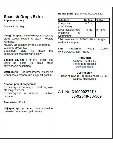 Hiszpańska mucha Spanish Drops Extra Lavetra 30 ml - Zwiększenie libida i potencji u kobiet - 2