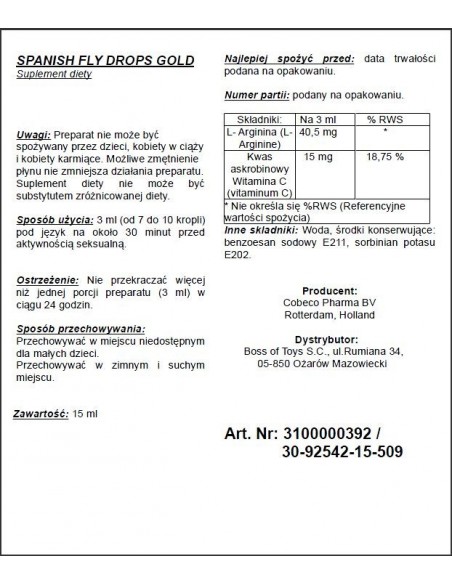 Hiszpańska mucha Spanish Fly Gold - Zwiększenie libida i potencji u kobiet - 3