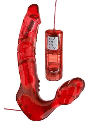 Strapon Z Wibracjami Bend Over Boyfriend Vibrating Red - Strap-ony, dilda na pasku z wibracją - 1