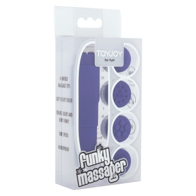 Masażer łechtaczki Funky z 4 wymiennymi nakładkami 9,5 cm - 1