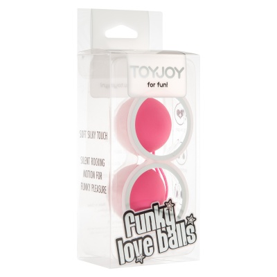 Kulki miłosne Funky Love Balls Pink o średnicy 3,5 cm z elastyczną linką do treningu mięśni Kegla - 1 2
