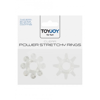 Pierścienie erekcyjne Power Stretchy Rings 2 szt. przezroczyste z wypustkami (śr. 12 mm) - 1 2