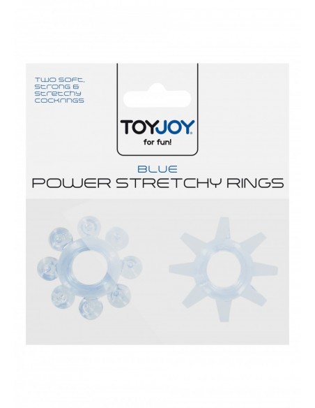 Zestaw pierścieni erekcyjnych Power Stretchy Rings Blue 2 szt. - Pierścienie erekcyjne niewibrujące - 2