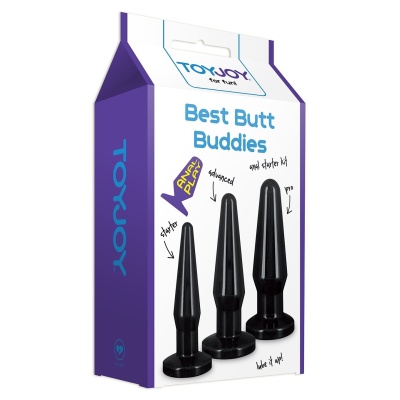 Zestaw korków analnych Best Butt Buddies Black, 3 rozmiary, 10-12 cm - 1