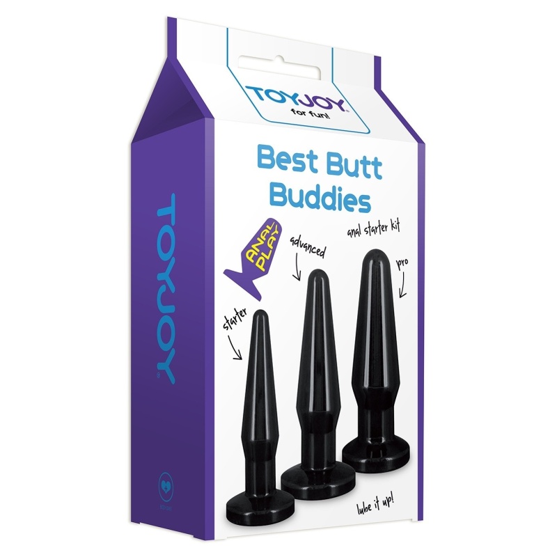 Zestaw korków analnych Best Butt Buddies Black, 3 rozmiary, 10-12 cm - 1