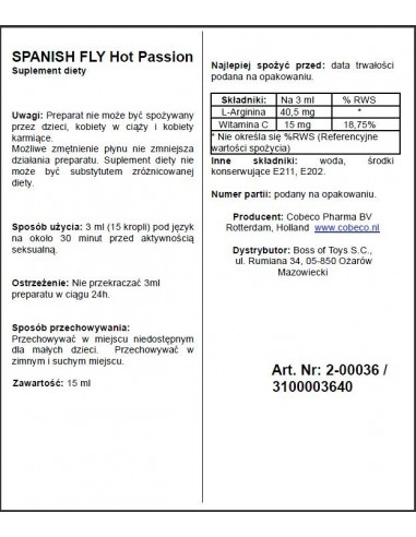 Hiszpańska mucha Spanish Fly Hot Passion Eu 15 ml - Zwiększenie libida i potencji u kobiet - 2