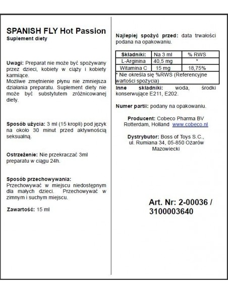 Hiszpańska mucha Spanish Fly Hot Passion Eu 15 ml - Zwiększenie libida i potencji u kobiet - 2