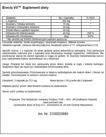 Erectavit - Erection Stimo 2 kaps. - Dłuższa i mocniejsza erekcja - 2
