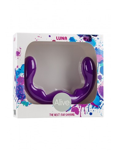 Podwójne dildo z silikonu medycznego LUNA 25 cm Fioletowe - Dilda podwójne - 2