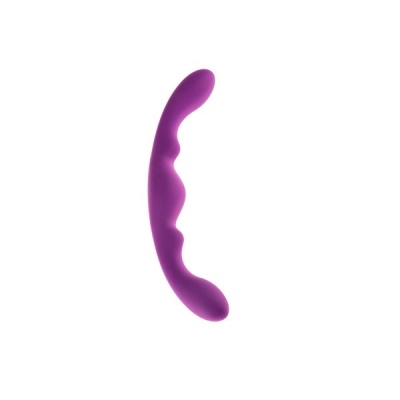 Dildo podwójne Luna – silikon medyczny, konstrukcja prążkowana, kształt litery U - 1