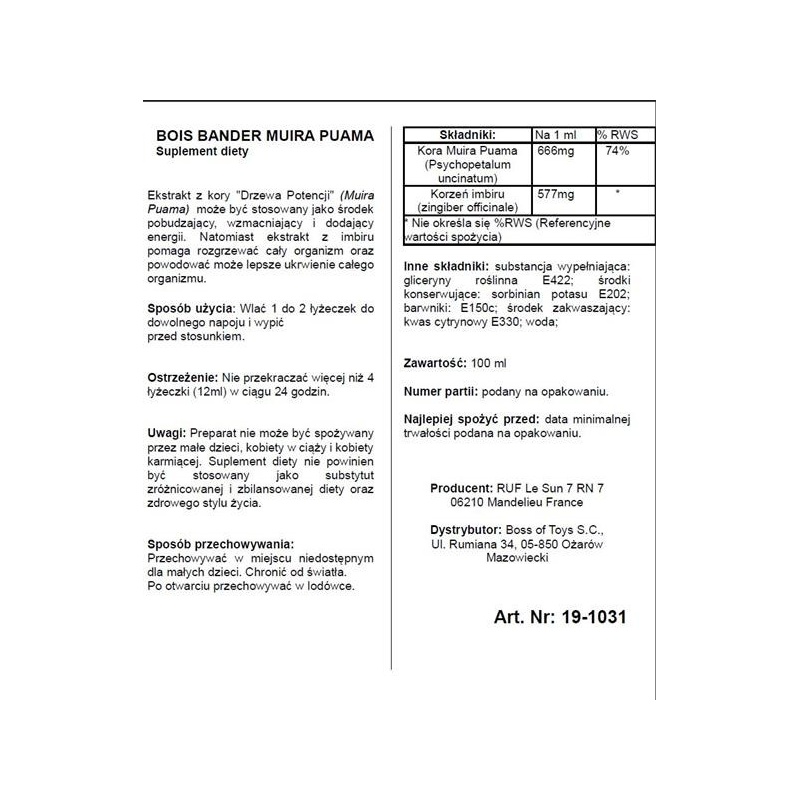 Płyn na potencję Bois Bande 100 ml - 2