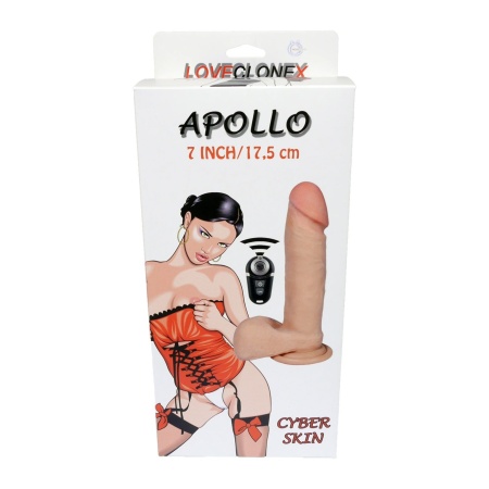 Wibrator Apollo 18 cm z rotacją i pilotem w naturalnym kolorze - 5