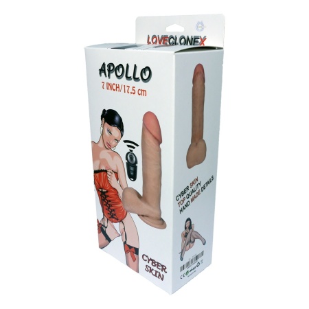Wibrator Apollo 18 cm z rotacją i pilotem w naturalnym kolorze - 7