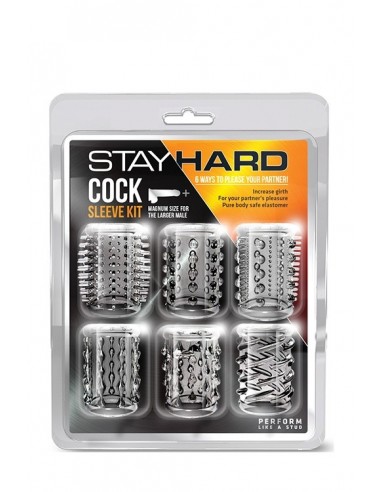Zestaw Nakładek Na Penisa Stay Hard Cock Sleeve Kit Clear - Przedłużki i nakładki na penisa - 1