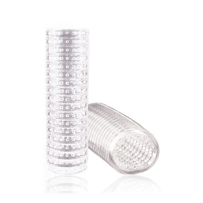 Nakładka na penisa Stroke Sleeve - przezroczysty TPE, żebrowane ściany, otwarte końce, 13 cm - 1