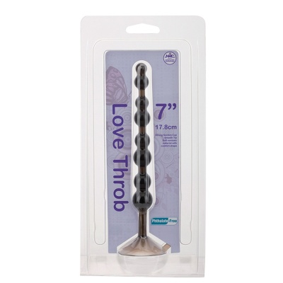 Love Throb Black - silikonowy stymulator analny o profilu 7 kulek z mocną przyssawką - 1 2