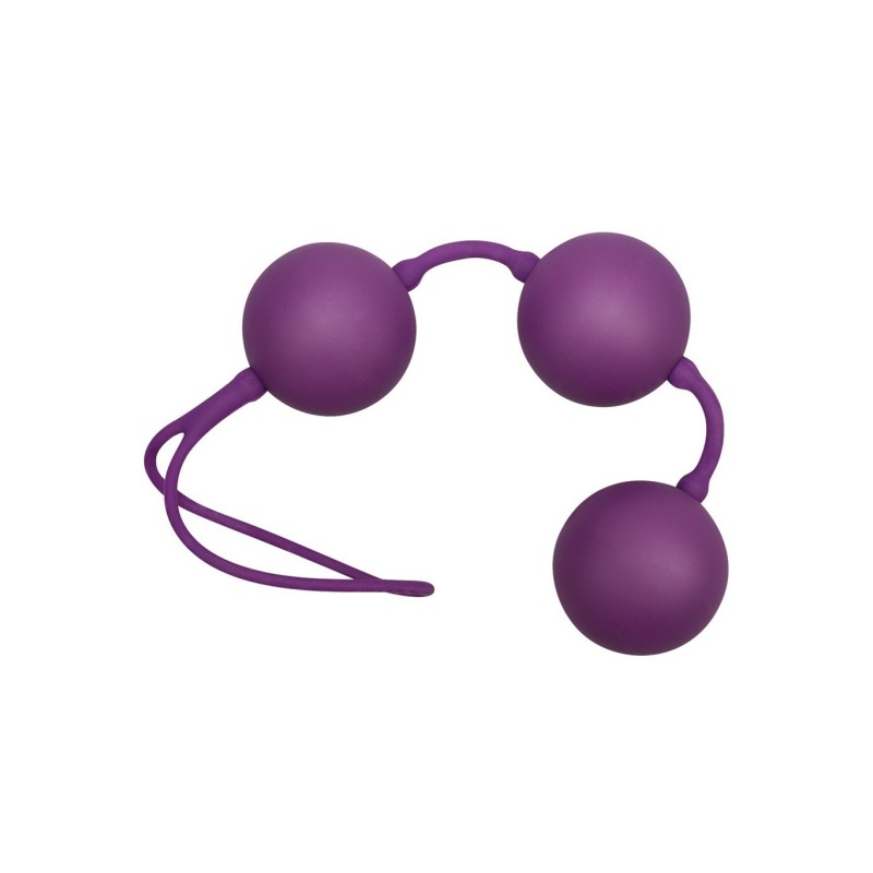 Kulki miłosne Velvet Balls Triple – trzy kule Ø 3,5 cm z wibrobalem i silikonową pętlą zwrotną, długość 17 cm - 1