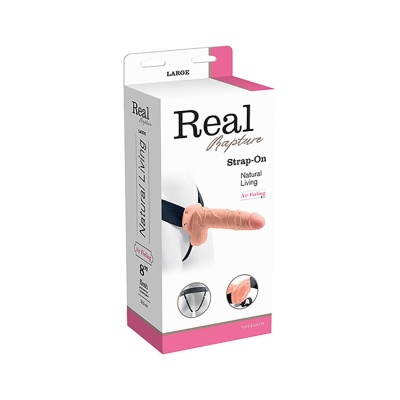Strap-On Cavo Real Rapture 8 cali (20,3 cm) z jądrami, cielisty - 1 2