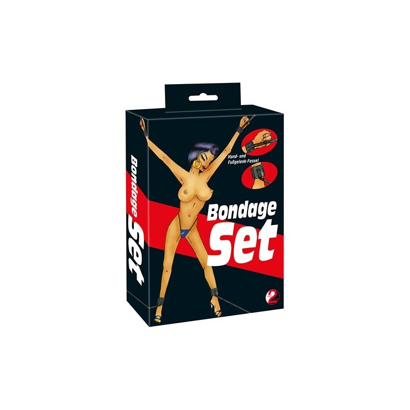 Zestaw do krępowania Bondage Set – 4 miękkie mankiety z regulacją rzepową, paski 115 cm - 1