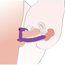Strap-on ORION z wibracją – silikonowy stymulator łechtaczki w kształcie królika, dildo 16 cm (średnica 2,6 cm), pierścień na pe - 5