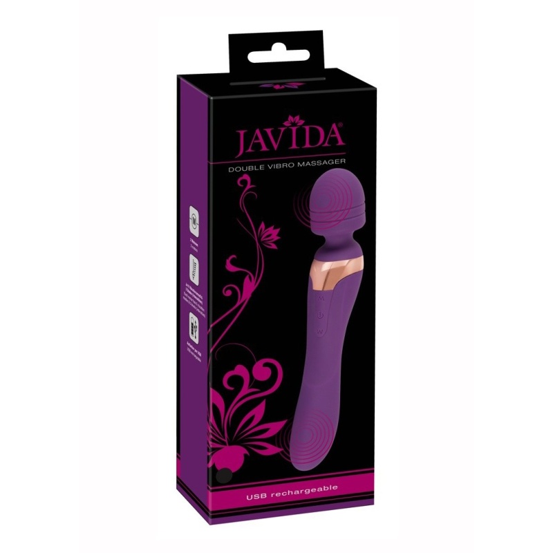 Javida Double Massager – masażer i wibrator 2w1 z ruchomą głowicą kulową i elastyczną szyjką, 21,8 cm - 2
