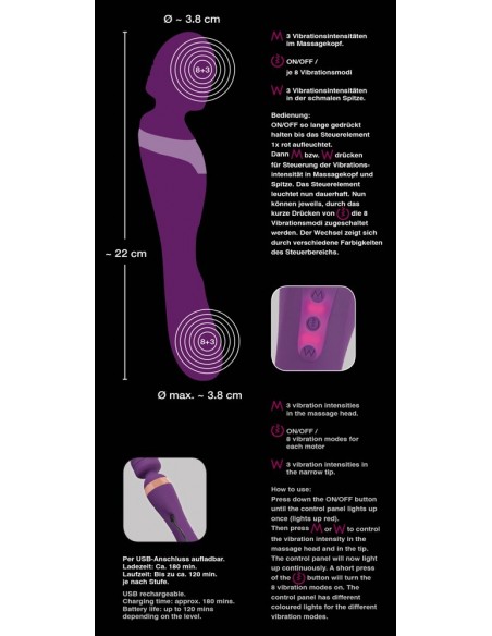 Masażer ciała i łechtaczki Javida Double Massag - Wibratory Magic Wand - 8