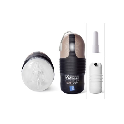 Masturbator Vulcan Tight Vagina Vibrating – przezroczysty, elastyczny tunel z pociskiem wibracyjnym o 6 trybach, długość 15 cm - 1
