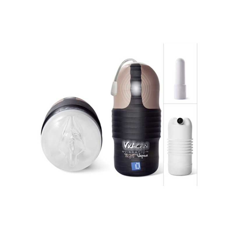 Masturbator Vulcan Tight Vagina Vibrating – przezroczysty, elastyczny tunel z pociskiem wibracyjnym o 6 trybach, długość 15 cm - 1