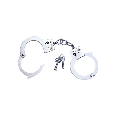 Kajdanki metalowe Arrest Metal Handcuffs – regulowany obwód, krótki łańcuszek, 2 klucze - 1 2