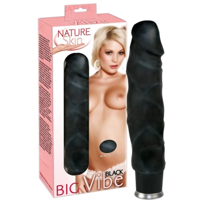 Wibrator realistyczny Nature Skin Big Vibe Black – elastyczny TPR, 8 trybów wibracji, długość 23 cm - 1