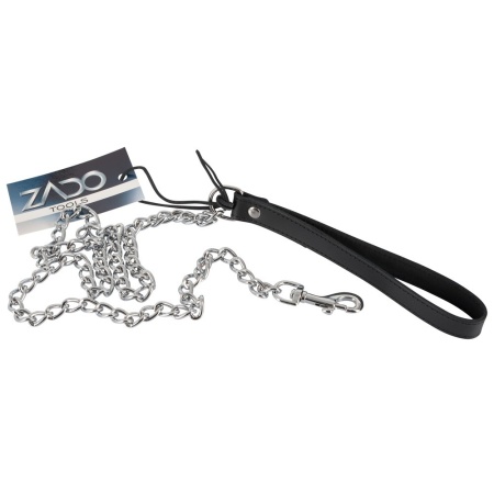 Smycz skórzana z łańcuchem Leather Leash 110 cm z karabińczykiem i pętlą 20 cm - 5