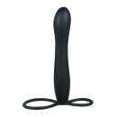 Dildo analne Anal Special Silicone Black z dwiema pętlami mocującymi na penisie i jądrach, 15 cm - 1