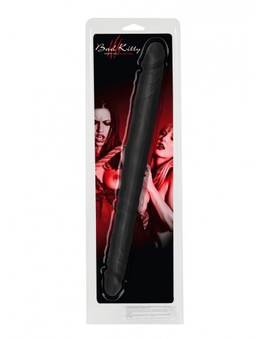 Podwójne dildo z żyłami BadKitty 40 cm Czarne - Dilda podwójne - 2