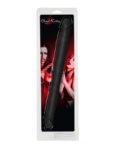 Podwójne dildo z żyłami BadKitty 40 cm Czarne - Dilda podwójne - 2