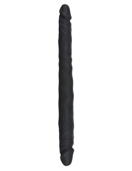 Podwójne dildo z żyłami BadKitty 40 cm Czarne - Dilda podwójne - 3
